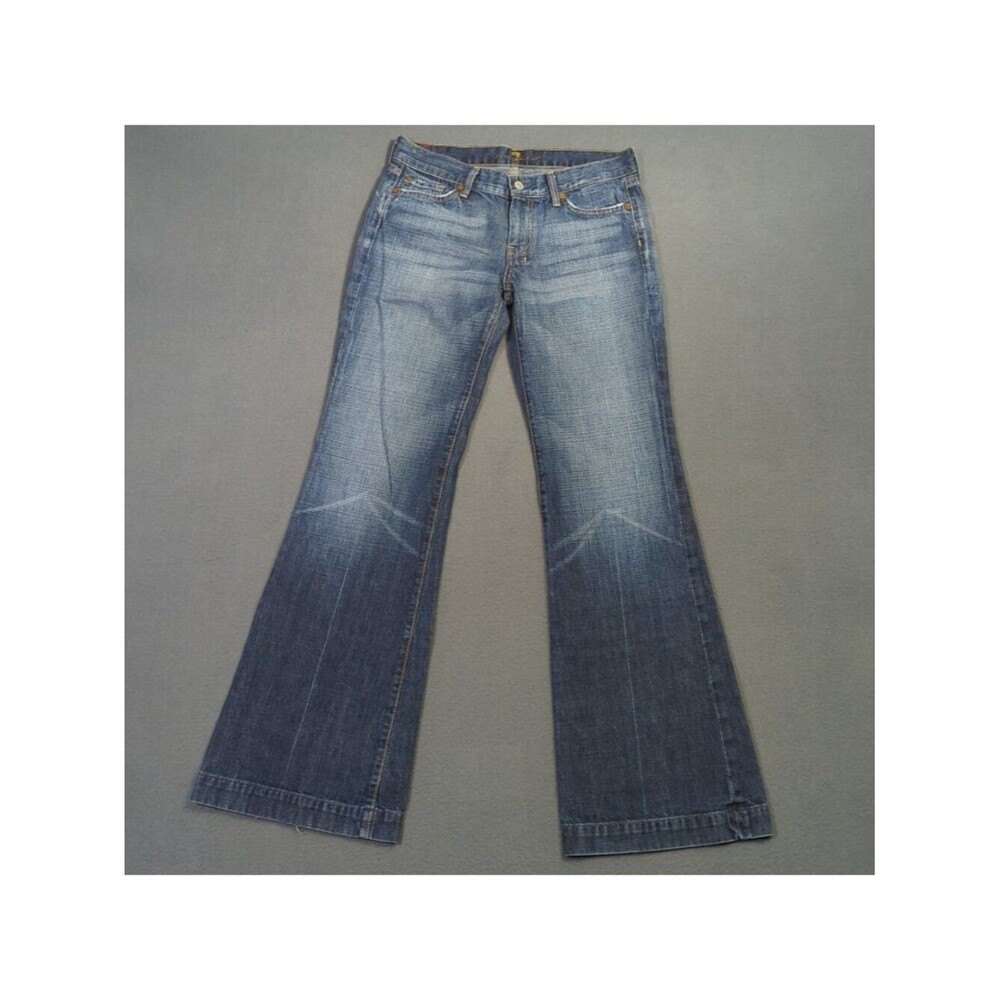 7 For All Mankind Jeans Women's 29x32 Blue Dojo Denim Flare Wide Leg Made In USA